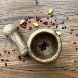 هاون چوبی - خراطی شده - خوش طرح و رنگ