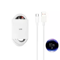 کابل شارژ ثانیه شمار Xiaomi USB TO Type-C شیائومی توربوشارژ اورجینال (دارای شمارنده ریز) مدل 120W سفید کد 54288