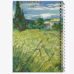 دفتر مشق 50 برگ خندالو طرح گندم زار سبز با سرو ونسان ونگوگ (Van Gogh) کد 36797