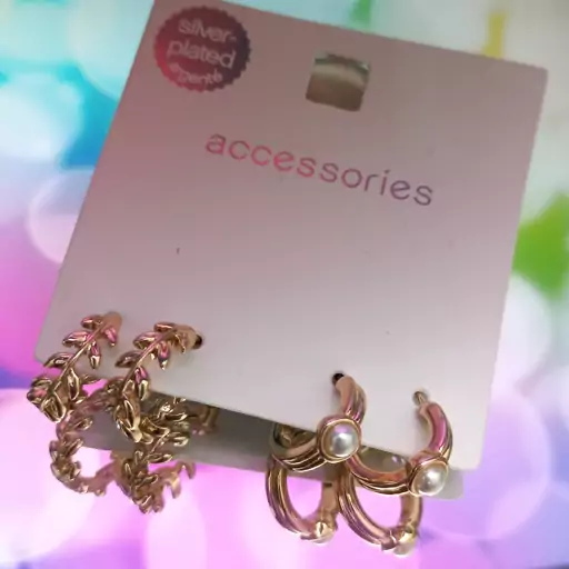 گوشواره پک روکش طلا برند اروپایی accessories 