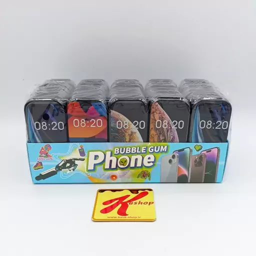 ادامس بادکنکی موبایلی ایفون رنگی کوچک باکس 30 عددی apple bubble gum

