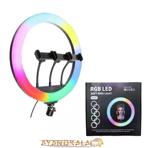 رینگ لایت 14 اینچی مدل MJ-36 RGB همراه پایه