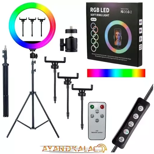 رینگ لایت 14 اینچی مدل MJ-36 RGB همراه پایه