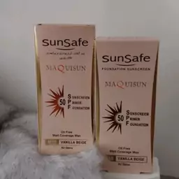 ضد آفتاب سان سیف کرم پودری و پرایمری مکیسان رنگ بژ وانیلی  SPF 50 مدل N15 بژ عاجی بژابریشمی انقضا1405