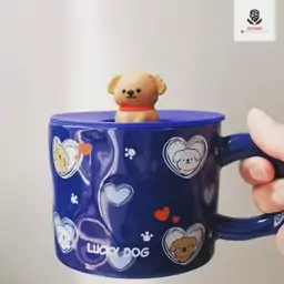 ماگ سرامیکی درب سیلیکونی طرح lucky dog