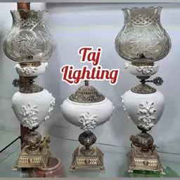 آباژور چراغ رومیزی همراه اپ رومیزی طرح گل برجسته مدل سیژف با لاله تراش (ست سه تیکه کامل)