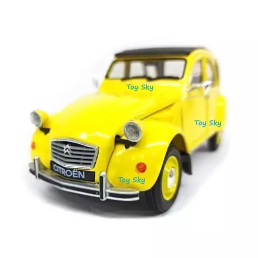 ماکت ماشین - سیتروئن ژیان - Citroen 2CV - مقیاس 1.24 برند ویلی Welly - فلزی - فرمان پذیر - دربها و کاپوت جلو بازشو