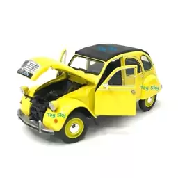 ماکت ماشین - سیتروئن ژیان - Citroen 2CV - مقیاس 1.24 برند ویلی Welly - فلزی - فرمان پذیر - دربها و کاپوت جلو بازشو