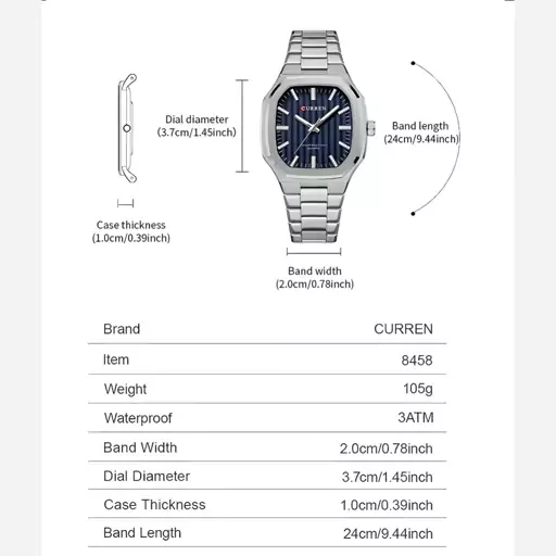 ساعت مچی مردانه curren بند فلزی مدل 8458