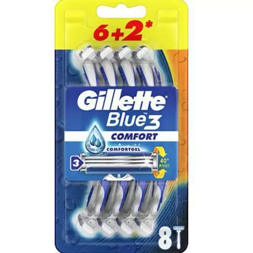 خودتراش ژیلت Gillette مدل Blue3 Comfort بسته 8 عددی