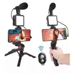 کیت فیلمبرداری لرزش گیر با میکروفون و پایه نگهدارنده مدلVideo Making Kit AY-49 (ارسال رایگان سریع)