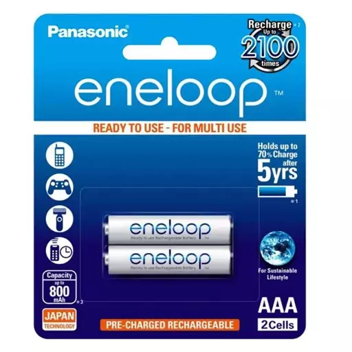 باتری 2 تایی نیم قلمی شارژی Panasonic Eneloop BK-4MCCE