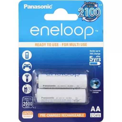 باتری دوتایی قلمی شارژی Panasonic AA 2000mAh