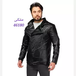 کاپشن چرم مصنوعی اسپرت یقه دار  آستین بلند جنس چرم مصنوعی رنگ قهوه ای 46555 مشکی 46180 سایز 4XL، L، XL، XXL، XXXL 