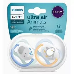 پستانک اونت اولترا ایر دوعددی 0 تا 6ماه avent ultra air فیل پنگوین