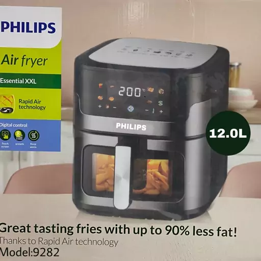 سرخ کن فیلیپس 9282 بدون روغن رژیمی سرخکن philips هلند 12 لیتر داخل استیل جلو پنجره با 8 برنامه پخت ارسال رایگان کل ایران