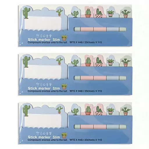 کاغذ یادداشت فانتزی استیک نوت طرح کاکتوس بسته 3 عددی (ارسال رایگان)