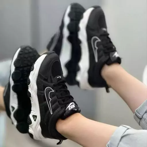 کتونی نایک لژدار مشکی سفید دخترانه زنانه کفش ونس اسپرت اسپورت نایکی NIKE لژ دار شیک رانینگ ورزشی طبی سبک راحت پنجاچار 