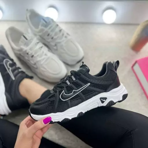 کتونی نایک لژدار سفید و مشکی زنانه دخترانه کفش ونس اسپرت اسپورت نایکی NIKE لژ دار شیک رانینگ ورزشی طبی سبک راحت دویسبیس