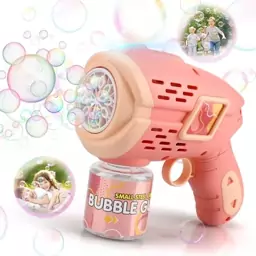 تفنگ اسباب بازی حباب ساز چراغ دار رنگ صورتی مدل Geometric Bubble Gun