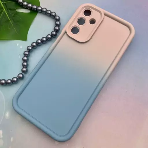 قاب گوشی Galaxy A15 سامسونگ سیلیکونی Solid Case ایربگ دار آبرنگی طیفی محافظ لنزدار صورتی آبی کد 19511