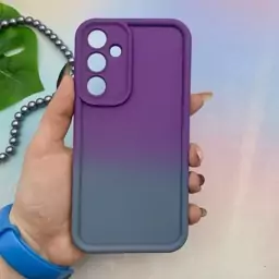 قاب گوشی Galaxy A35 سامسونگ سیلیکونی Solid Case ایربگ دار آبرنگی طیفی محافظ لنزدار بنفش طوسی کد 29301