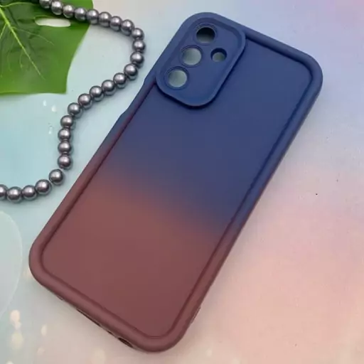 قاب گوشی Galaxy A15 سامسونگ سیلیکونی Solid Case ایربگ دار آبرنگی طیفی محافظ لنزدار سرمه ای زرشکی کد 90258