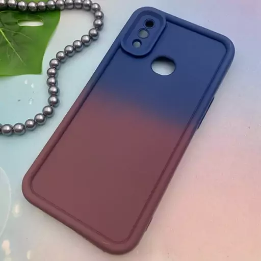 قاب گوشی Galaxy A10S سامسونگ سیلیکونی Solid Case ایربگ دار آبرنگی طیفی محافظ لنزدار سرمه ای زرشکی کد 10719