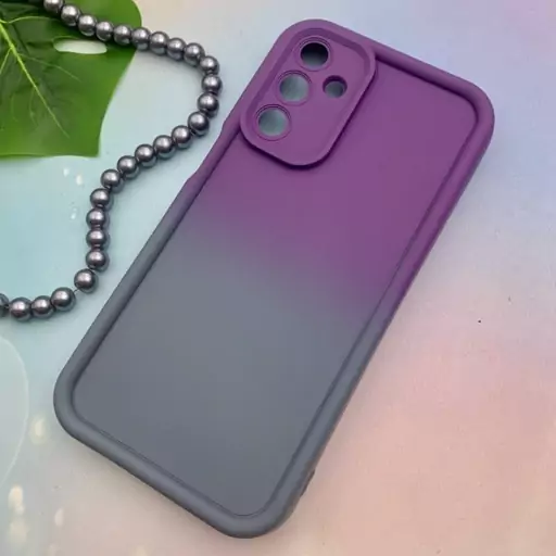 قاب گوشی Galaxy A15 سامسونگ سیلیکونی Solid Case ایربگ دار آبرنگی طیفی محافظ لنزدار بنفش طوسی کد 55739