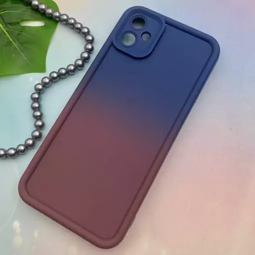 قاب گوشی Galaxy A05 سامسونگ سیلیکونی Solid Case ایربگ دار آبرنگی طیفی محافظ لنزدار سرمه ای زرشکی کد 21235