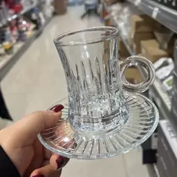 ست فنجان نعلبکی زیبا شش تایی وارداتی glass ware در سه طرح