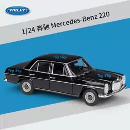 ماکت ماشین - مرسدس بنز 220 مشکی - Mercedes Benz 220 - مقیاس 1.24 برند ویلی Welly - فلزی - فرمان پذیر - سه درب بازشو