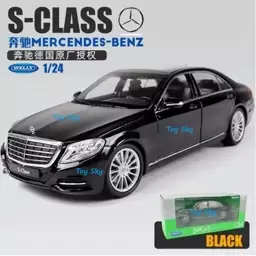 ماکت ماشین - مرسدس بنز اس کلاس مشکی - Mercedes Benz S Class - مقیاس 1.24 ویلی Welly - فلزی - فرمان پذیر - سه درب بازشو