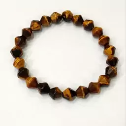 دستبند سنگ چشم ببر تراش دار ، دستبند چشم ببر تراش منشوری tiger eye