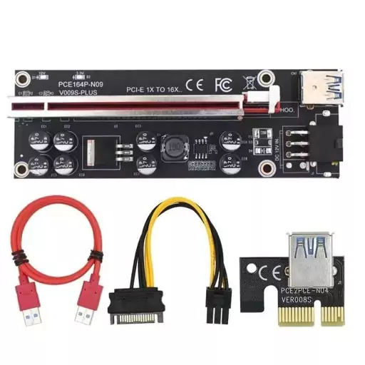 رایزر کارت گرافیک تبدیل PCI EXPRESS X1 به X16 مدل 8 خازن 009s plus