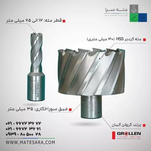 مته گردبر دریل مگنت (HSS) گرولن- 30 میلیمتری