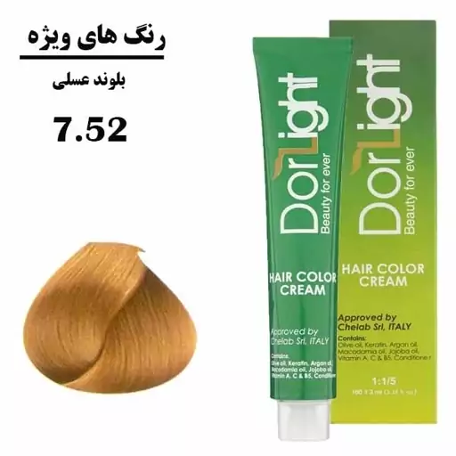 رنگ موی گیاهی دورلایت شماره 7،52 بلوند عسلی 