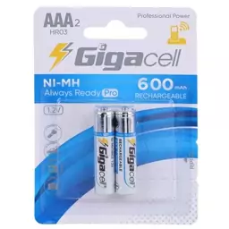 باتری نیم قلم شارژی گیگاسل 600mAh بسته 2 تایی