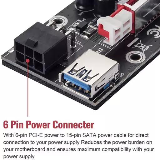 رایزر کارت گرافیک مبدل PCI EXPRESS X1 به X16 مدل 8 خازن 009s plus
