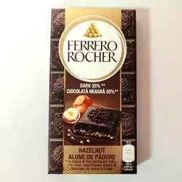 شکلات تخته ای تلخ 55 درصد فندقی فررو روشر  FERRERO ROCHER 55