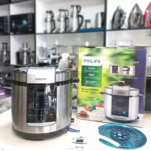 زودپز برقی پلوپزبرقی 6 لیتری فیلیپس philips کیفیت تضمینی 1000 وات صفحه لمسی ارسال رایگان