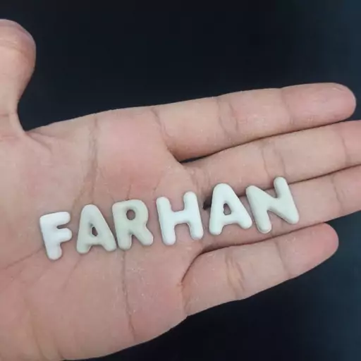 استند خام اسم فرهان فونت ساده مینیاتوری ، استند حروف FARHAN بدون رنگ