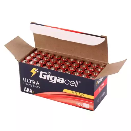 باتری نیم قلمی گیگاسل Gigacell Ultra Heavy Duty R03 1.5V AAA بسته 4 عددی شرینک