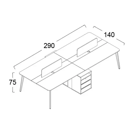 میز اداری 4 نفره مدل کارولین