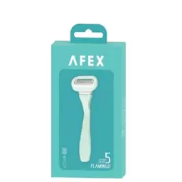 خودتراش 5 تیغ افکس Afex مدل Flamingo رنگ سبز به همراه یدک و قاب مسافرتی