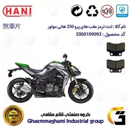 لنت دیسکی ترمز عقب موتور سیکلت  کد 1012 مناسب برای طرح کاوازاکی زد 1000 های پرو HIPRO HANI Z 249 هانی موتور