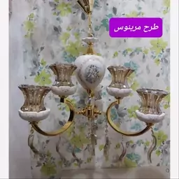 لوستر برنجی طلایی طرح مرینوس-شاخه سرامیکی (پس کرایه)