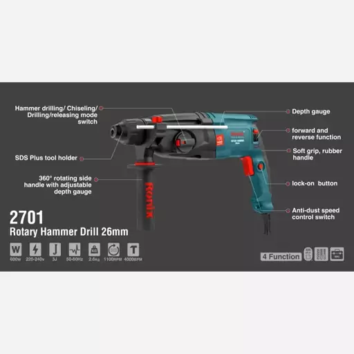 دریل بتن کن 800 وات رونیکس مدل 2701