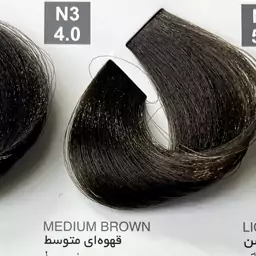 رنگ قهوه ای متوسط N3،4.0،رنگ مو کاترومر بدون آمونیاک و یک عدد اکسیدان 150 میلی لیتر