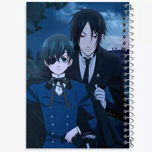 دفتر مشق 50 برگ خندالو طرح سباستین و شیل انیمه خادم سیاه Black Butler  کد 16311